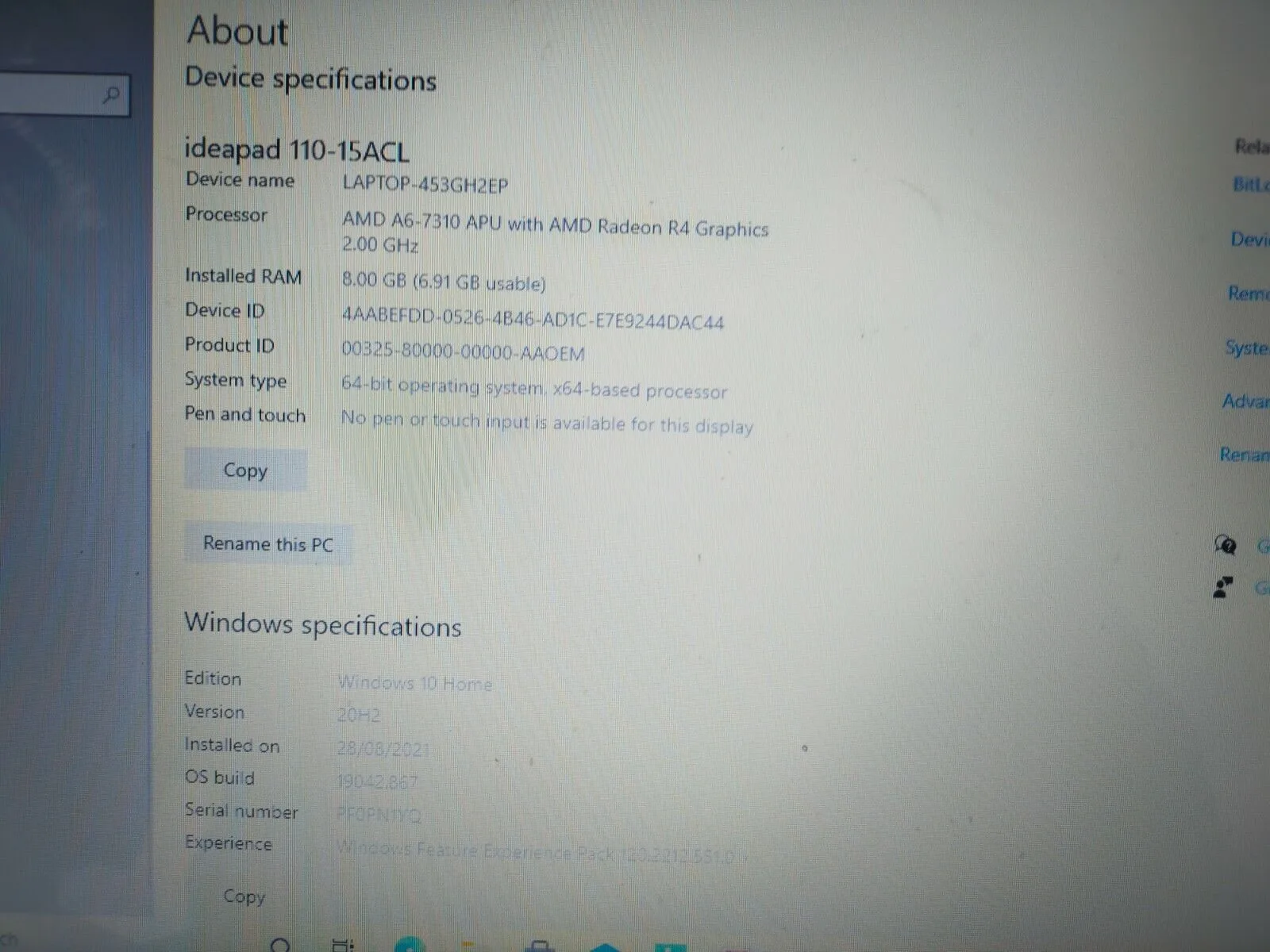 Lenovo Ideapad 110-15acl 8GB 256GB SSD 15.6" HD LED - Image 2